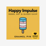 Ice cream popsicle in the colors of the trans flag, designed by Happy Impulse