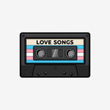 Trans Love Songs Sticker, mixtape cassette with transgender flag stripes